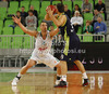 Felipe Reyes (no.9) of Real Madrid (R) and Dylan Page (no.15) of Union Olimpija (L) during Turkish Airlines Euroleague basketball match of fifth round between Union Olimpija, Ljubljana, Slovenia and Real Madrid, Spain. Match between Union Olimpija and Real Madrid was played in in Stozice Arena in Ljubljana, Slovenia, on Friday, 9th of November 2012.
