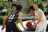 Teemu Rannikko (no.9) of Union Olimpija (R) and Sergio Llull (no.23) of Real Madrid (L) during Turkish Airlines Euroleague basketball match of fifth round between Union Olimpija, Ljubljana, Slovenia and Real Madrid, Spain. Match between Union Olimpija and Real Madrid was played in in Stozice Arena in Ljubljana, Slovenia, on Friday, 9th of November 2012.
