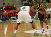 Dontaye Draper (no.4) of Real Madrid (R) and Dominic Waters (no.4) of Union Olimpija (L) during Turkish Airlines Euroleague basketball match of fifth round between Union Olimpija, Ljubljana, Slovenia and Real Madrid, Spain. Match between Union Olimpija and Real Madrid was played in in Stozice Arena in Ljubljana, Slovenia, on Friday, 9th of November 2012.

