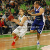 Jaka Blazic (no.8) of Union Olimpija (L) and Marco Cusin (no.22) of Mapooro Cantu (R) during Turkish Airlines Euroleague basketball match of sixth round between Union Olimpija, Ljubljana, Slovenia and Mapooro Cantu, Italy. Match between Union Olimpija and Mapooro Cantu was played in in Stozice Arena in Ljubljana, Slovenia, on Thursday, 15th of November 2012.
