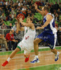 Jaka Blazic (no.8) of Union Olimpija (L) and Marco Cusin (no.22) of Mapooro Cantu (R) during Turkish Airlines Euroleague basketball match of sixth round between Union Olimpija, Ljubljana, Slovenia and Mapooro Cantu, Italy. Match between Union Olimpija and Mapooro Cantu was played in in Stozice Arena in Ljubljana, Slovenia, on Thursday, 15th of November 2012.
