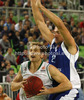Jaka Blazic (no.8) of Union Olimpija (L) and Marco Cusin (no.22) of Mapooro Cantu (R) during Turkish Airlines Euroleague basketball match of sixth round between Union Olimpija, Ljubljana, Slovenia and Mapooro Cantu, Italy. Match between Union Olimpija and Mapooro Cantu was played in in Stozice Arena in Ljubljana, Slovenia, on Thursday, 15th of November 2012.
