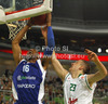 Alexander Tyus-Cecchini (no.16) of Mapooro Cantu (L) and Alen Omic (no.23) of Union Olimpija (R) during Turkish Airlines Euroleague basketball match of sixth round between Union Olimpija, Ljubljana, Slovenia and Mapooro Cantu, Italy. Match between Union Olimpija and Mapooro Cantu was played in in Stozice Arena in Ljubljana, Slovenia, on Thursday, 15th of November 2012.
