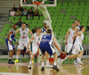Teemu Rannikko (no.9) of Union Olimpija in defense against Jakub Kudlacek (no.4) of Mapooro Cantu (R) during Turkish Airlines Euroleague basketball match of sixth round between Union Olimpija, Ljubljana, Slovenia and Mapooro Cantu, Italy. Match between Union Olimpija and Mapooro Cantu was played in in Stozice Arena in Ljubljana, Slovenia, on Thursday, 15th of November 2012.
