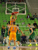 James Augustine (no.5) of BC Khimki Moscow scoring during Turkish Airlines Euroleague basketball match of sixth round between Union Olimpija, Ljubljana, Slovenia and BC Khimki Moscow, Russia. Match between Union Olimpija and BC Khimki Moscow was played in in Stozice Arena in Ljubljana, Slovenia, on Friday, 7th of December 2012.
