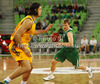 Teemu Rannikko (no.9) of Union Olimpija during Turkish Airlines Euroleague basketball match of sixth round between Union Olimpija, Ljubljana, Slovenia and BC Khimki Moscow, Russia. Match between Union Olimpija and BC Khimki Moscow was played in in Stozice Arena in Ljubljana, Slovenia, on Friday, 7th of December 2012.
