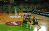Kelvin Rivers (no.11) of BC Khimki Moscow (M) between Sasu Salin (no.10) of Union Olimpija (L) and Dino Muric (no.11) of Union Olimpija (r) during Turkish Airlines Euroleague basketball match of sixth round between Union Olimpija, Ljubljana, Slovenia and BC Khimki Moscow, Russia. Match between Union Olimpija and BC Khimki Moscow was played in in Stozice Arena in Ljubljana, Slovenia, on Friday, 7th of December 2012.
