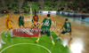 Kelvin Rivers (no.11) of BC Khimki Moscow (M) attacking between Dino Muric (no.11) of Union Olimpija (L) and Aron Baynes (no.12) of Union Olimpija (R) during Turkish Airlines Euroleague basketball match of sixth round between Union Olimpija, Ljubljana, Slovenia and BC Khimki Moscow, Russia. Match between Union Olimpija and BC Khimki Moscow was played in in Stozice Arena in Ljubljana, Slovenia, on Friday, 7th of December 2012.
