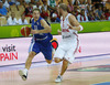Petteri Koponen (no.11) of Finland (L) and Ender Arslan (no.13) of Turkey (R) during FIBA European basketball championships 2013 match between Finland and Turkey. Match between Finland and Turkey was played on Wednesday, 4th of September 2013 in Bonifika arena in Koper, Slovenia.
