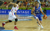 Petteri Koponen (no.11) of Finland (R) and Dogus Balbay (no.4) of Turkey (L) during FIBA European basketball championships 2013 match between Finland and Turkey. Match between Finland and Turkey was played on Wednesday, 4th of September 2013 in Bonifika arena in Koper, Slovenia.
