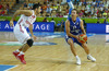 Petteri Koponen (no.11) of Finland (R) and Dogus Balbay (no.4) of Turkey (L) during FIBA European basketball championships 2013 match between Finland and Turkey. Match between Finland and Turkey was played on Wednesday, 4th of September 2013 in Bonifika arena in Koper, Slovenia.

