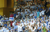 Finnish fans before start of the FIBA European basketball championships 2013 match between Finland and Sweden. Match between Finland and Sweden was played on Thursday, 5th of September 2013 in Bonifika arena in Koper, Slovenia.
