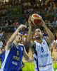 Gerald Lee (no.8) of Finland (R) and Joakim Kjellbom (no.6) of Sweden (L) during FIBA European basketball championships 2013 match between Finland and Sweden. Match between Finland and Sweden was played on Thursday, 5th of September 2013 in Bonifika arena in Koper, Slovenia.
