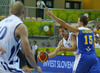 Petteri Koponen (no.11) of Finland (L) passing the ball around Viktor Gaddefors (no.15) of Sweden (R) during FIBA European basketball championships 2013 match between Finland and Sweden. Match between Finland and Sweden was played on Thursday, 5th of September 2013 in Bonifika arena in Koper, Slovenia.

