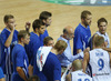 Finnish team gathered around head coach of Finnish team, Henrik Dettmann during FIBA European basketball championships 2013 match between Finland and Sweden. Match between Finland and Sweden was played on Thursday, 5th of September 2013 in Bonifika arena in Koper, Slovenia.
