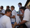 Teemu Rannikko signing autographs to Finnish team fans after end of the FIBA European basketball championships 2013 match between Finland and Sweden. Match between Finland and Sweden was played on Thursday, 5th of September 2013 in Bonifika arena in Koper, Slovenia.
