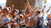 Finnish team meeting their fans after end of the FIBA European basketball championships 2013 match between Finland and Sweden. Match between Finland and Sweden was played on Thursday, 5th of September 2013 in Bonifika arena in Koper, Slovenia.
