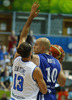 Tuukka Kotti (no.10) of Finland (R) and Luigi Datome (no.13) of Italy (L) during FIBA European basketball championships 2013 match between Finland and Italy. Match between Finland and Italy was played on Saturday, 7th of September 2013 in Bonifika arena in Koper, Slovenia.
