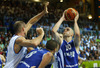 Tuukka Kotti (no.10) of Finland (R) shooting during FIBA European basketball championships 2013 match between Finland and Italy. Match between Finland and Italy was played on Saturday, 7th of September 2013 in Bonifika arena in Koper, Slovenia.
