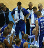 Finnish players gathered around head coach of Finnish team, Henrik Dettmann during FIBA European basketball championships 2013 match between Finland and Italy. Match between Finland and Italy was played on Saturday, 7th of September 2013 in Bonifika arena in Koper, Slovenia.
