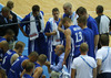Finnish players gathered around head coach of Finnish team, Henrik Dettmann during FIBA European basketball championships 2013 match between Finland and Italy. Match between Finland and Italy was played on Saturday, 7th of September 2013 in Bonifika arena in Koper, Slovenia.
