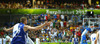 Hanno Mottola (no.13) of Finland cheering for his teammates from the bench during FIBA European basketball championships 2013 match between Finland and Italy. Match between Finland and Italy was played on Saturday, 7th of September 2013 in Bonifika arena in Koper, Slovenia.
