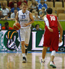 Teemu Rannikko (no.15) of Finland (L) and Aleksey Shved (no.10) of Russia (R) during FIBA European basketball championships 2013 match between Finland and Russia. Match between Finland and Russia was played on Sunday, 8th of September 2013 in Bonifika arena in Koper, Slovenia.

