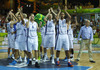 Finnish players celebrate victory after end of the FIBA European basketball championships 2013 match between Finland and Russia. Match between Finland and Russia was played on Sunday, 8th of September 2013 in Bonifika arena in Koper, Slovenia.

