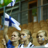 Finnish fans before start of the FIBA European basketball championships 2013 match between Finland and Russia. Match between Finland and Russia was played on Sunday, 8th of September 2013 in Bonifika arena in Koper, Slovenia.
