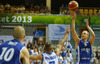 Sasu Salin (no.9) of Finland (R) shooting over Vassilis Spanoulis (no.7) of Greece (L) during FIBA European basketball championships 2013 match between Finland and Greece. Match between Finland and Greece was played on Monday, 9th of September 2013 in Bonifika arena in Koper, Slovenia.
