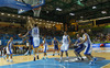 Petteri Koponen (no.11) of Finland (L) trying to pass next to Loukas Mavrokefalidis (no.12) of Greece (R) during FIBA European basketball championships 2013 match between Finland and Greece. Match between Finland and Greece was played on Monday, 9th of September 2013 in Bonifika arena in Koper, Slovenia.
