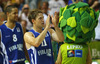 Petteri Koponen (no.11) of Finland celebrates victory after end of the FIBA European basketball championships 2013 match between Finland and Greece. Match between Finland and Greece was played on Monday, 9th of September 2013 in Bonifika arena in Koper, Slovenia.
