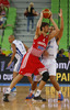 Ante Tomic (no.4) of Croatia (L) and Gerald Lee (no.8) of Finland (R) during FIBA European basketball championships 2013 match of second round between Finland and Croatia. Match between Finland and Croatia was played on Thursday, 12th of September 2013 in Stozice arena in Ljubljana, Slovenia.
