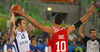 Petteri Koponen (no.11) of Finland (L) and Roko Leni Ukic (no.10) of Croatia (R) during FIBA European basketball championships 2013 match of second round between Finland and Croatia. Match between Finland and Croatia was played on Thursday, 12th of September 2013 in Stozice arena in Ljubljana, Slovenia.
