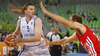 Antti Nikkila (no.5) of Finland (L) and Luka Zoric (no.14) of Croatia (R) during FIBA European basketball championships 2013 match of second round between Finland and Croatia. Match between Finland and Croatia was played on Thursday, 12th of September 2013 in Stozice arena in Ljubljana, Slovenia.
