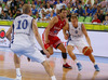 Sasu Salin (no.9) of Finland (R) and Bojan Bogdanovic (no.7) of Croatia (L) during FIBA European basketball championships 2013 match of second round between Finland and Croatia. Match between Finland and Croatia was played on Thursday, 12th of September 2013 in Stozice arena in Ljubljana, Slovenia.
