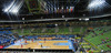View from top of the arena to players of Finland and Croatia during FIBA European basketball championships 2013 match of second round between Finland and Croatia. Match between Finland and Croatia was played on Thursday, 12th of September 2013 in Stozice arena in Ljubljana, Slovenia.
