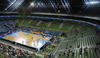View from top of the arena Petteri Koponen (no.11) of Finland attacking during FIBA European basketball championships 2013 match of second round between Finland and Croatia. Match between Finland and Croatia was played on Thursday, 12th of September 2013 in Stozice arena in Ljubljana, Slovenia.
