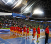 Spanish players before start of the FIBA European basketball championships 2013 match of second round between Finland and Spain. Match between Finland and Spain was played on Saturday, 14th of September 2013 in Stozice arena in Ljubljana, Slovenia.
