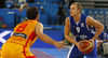Sasu Salin (no.9) of Finland (R) and Jose Calderon (no.8) of Spain (L) during FIBA European basketball championships 2013 match of second round between Finland and Spain. Match between Finland and Spain was played on Saturday, 14th of September 2013 in Stozice arena in Ljubljana, Slovenia.
