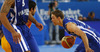 Petteri Koponen (no.11) of Finland (R) during FIBA European basketball championships 2013 match of second round between Finland and Spain. Match between Finland and Spain was played on Saturday, 14th of September 2013 in Stozice arena in Ljubljana, Slovenia.

