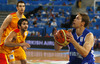 Petteri Koponen (no.11) of Finland (R) and Jose Calderon (no.8) of Spain (L) during FIBA European basketball championships 2013 match of second round between Finland and Spain. Match between Finland and Spain was played on Saturday, 14th of September 2013 in Stozice arena in Ljubljana, Slovenia.
