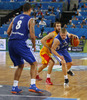 Teemu Rannikko (no.15) of Finland (R) and Sergio Rodriguez (no.6) of Spain (L) during FIBA European basketball championships 2013 match of second round between Finland and Spain. Match between Finland and Spain was played on Saturday, 14th of September 2013 in Stozice arena in Ljubljana, Slovenia.
