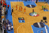 Finnish players gather around head coach of Finnish team, Henrik Dettmann in timeout during FIBA European basketball championships 2013 match of second round between Finland and Spain. Match between Finland and Spain was played on Saturday, 14th of September 2013 in Stozice arena in Ljubljana, Slovenia.
