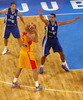 Gerald Lee (no.8) of Finland (R) playing defense on Xavier Rey (no.7) of Spain (L) during FIBA European basketball championships 2013 match of second round between Finland and Spain. Match between Finland and Spain was played on Saturday, 14th of September 2013 in Stozice arena in Ljubljana, Slovenia.
