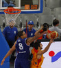 Gerald Lee (no.8) of Finland (L) jumping for rebound ball with Sergio Rodriguez (no.6) of Spain (R) during FIBA European basketball championships 2013 match of second round between Finland and Spain. Match between Finland and Spain was played on Saturday, 14th of September 2013 in Stozice arena in Ljubljana, Slovenia.
