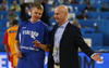 Teemu Rannikko (no.15) of Finland (L) in discussion with one of coaches during warmup for the FIBA European basketball championships 2013 match of second round between Finland and Spain. Match between Finland and Spain was played on Saturday, 14th of September 2013 in Stozice arena in Ljubljana, Slovenia.
