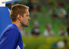 Hanno Mottola (no.13) of Finland observing his teammates warming up before start of the FIBA European basketball championships 2013 match of second round between Finland and Slovenia. Match between Finland and Slovenia was played on Monday, 16th of September 2013 in Stozice arena in Ljubljana, Slovenia.
