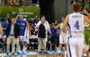 Finnish players are happy with result after end of first halftime during FIBA European basketball championships 2013 match of second round between Finland and Slovenia. Match between Finland and Slovenia was played on Monday, 16th of September 2013 in Stozice arena in Ljubljana, Slovenia.
