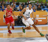 Mantas Kalnietis (no.5) of Lithuania (R) and Roko Leni Ukic (no.10) of Croatia (L) during FIBA European basketball championships 2013 half final match between Croatia and Lithuania. Half final match of FIBA European basketball championships 2013 between Croatia and Lithuania was played on Friday, 20th of September 2013 in Stozice arena in Ljubljana, Slovenia.
